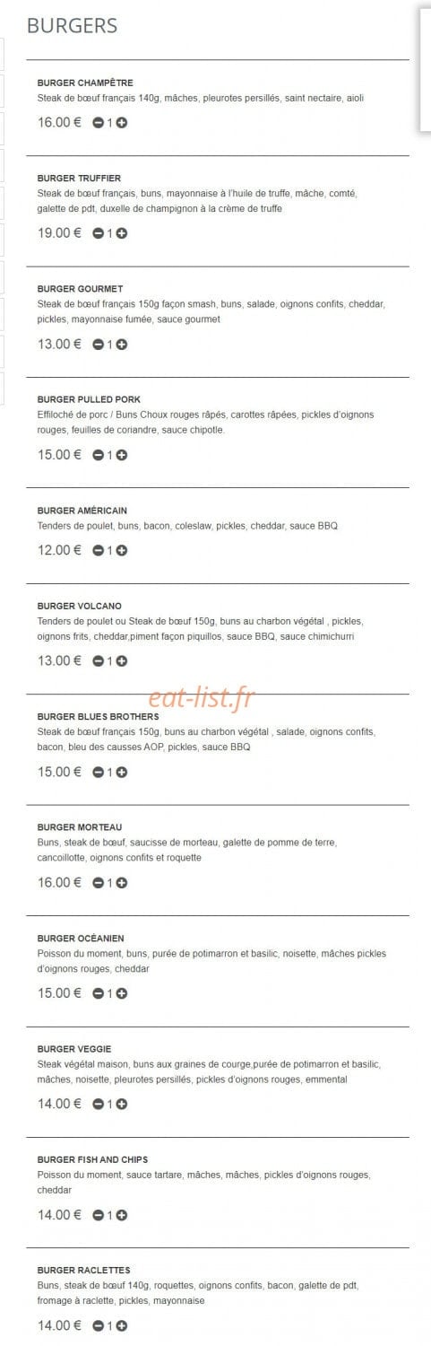 Burger Gourmet bgf — carte page 2