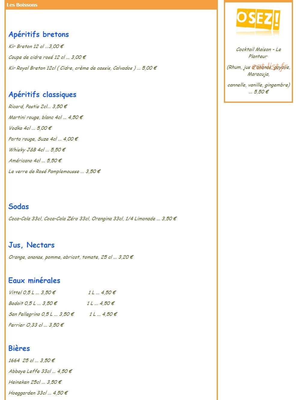 Fleur de Sel — carte page 5