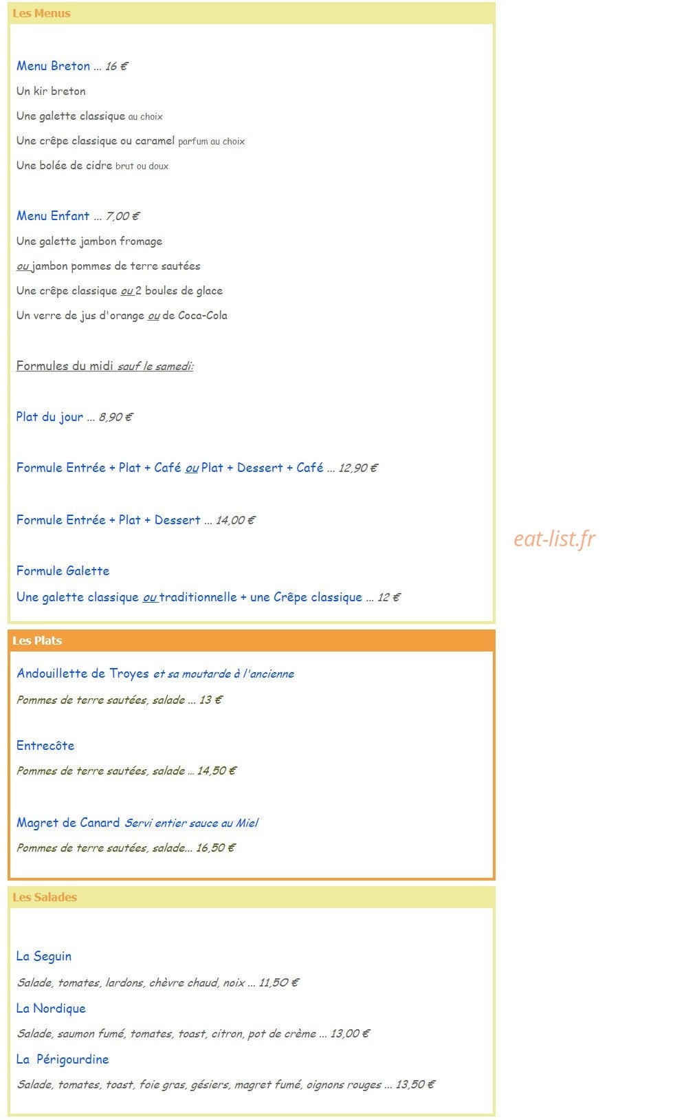 Fleur de Sel — carte page 2