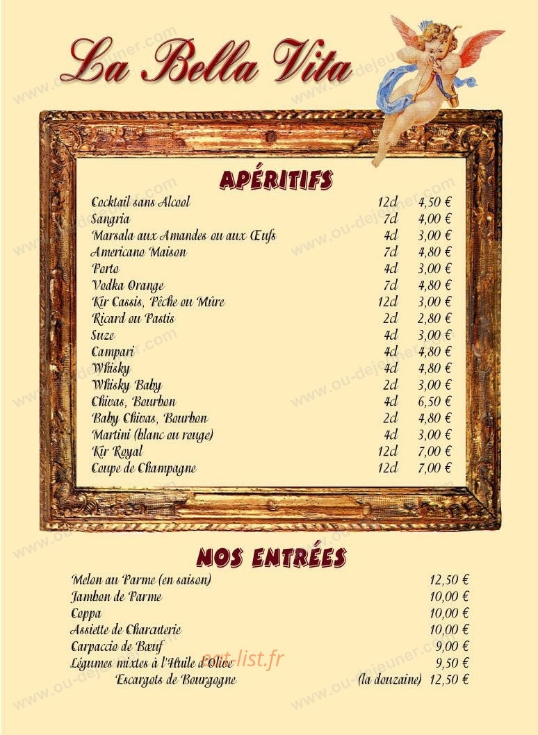 La Bella Vita — carte page 3