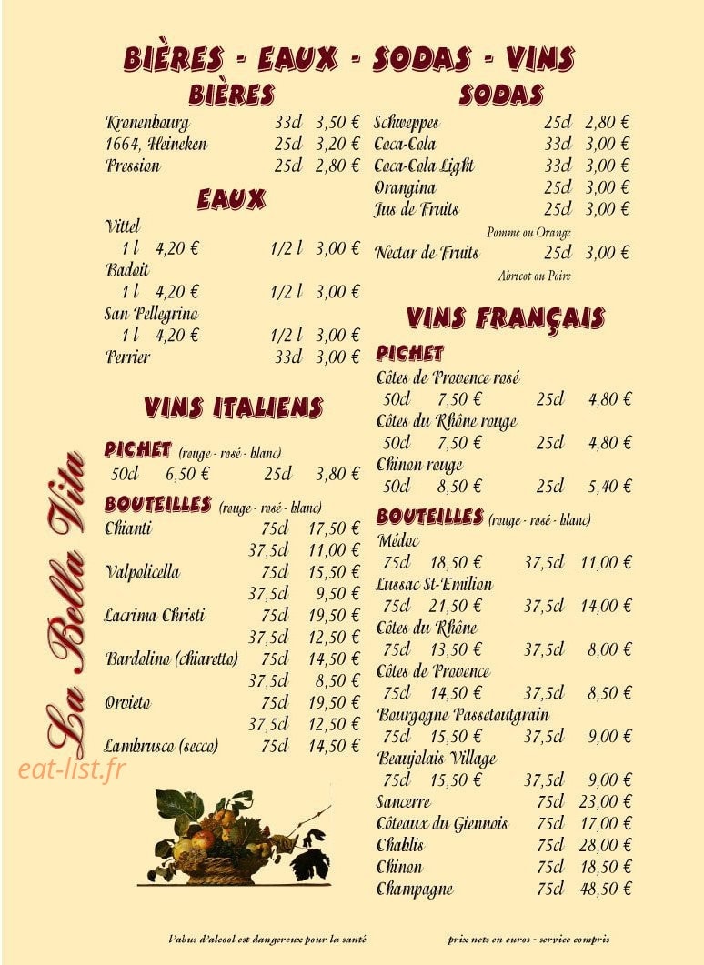La Bella Vita — carte page 8