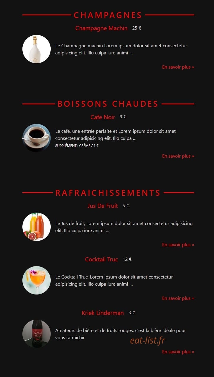 Le Saint Amour — carte page 3