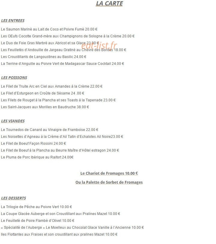 Auberge de Vienne — carte page 1