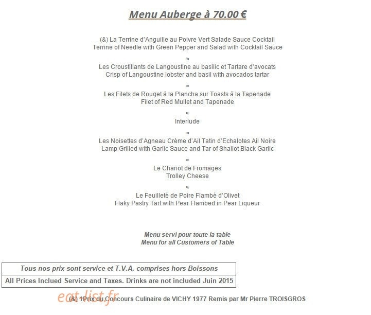 Auberge de Vienne — carte page 2