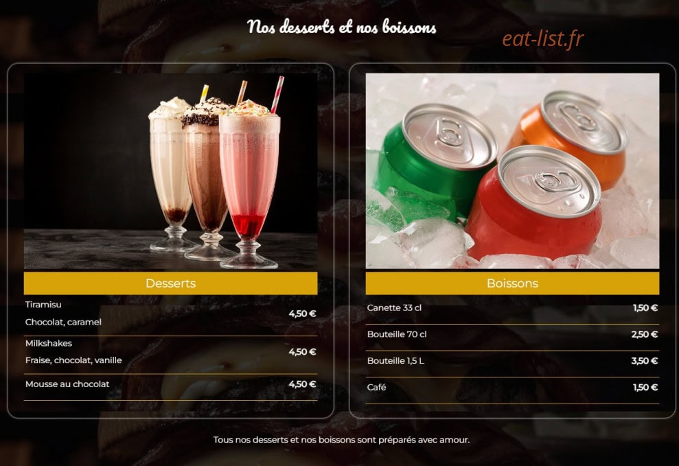 Home Burger — carte page 3