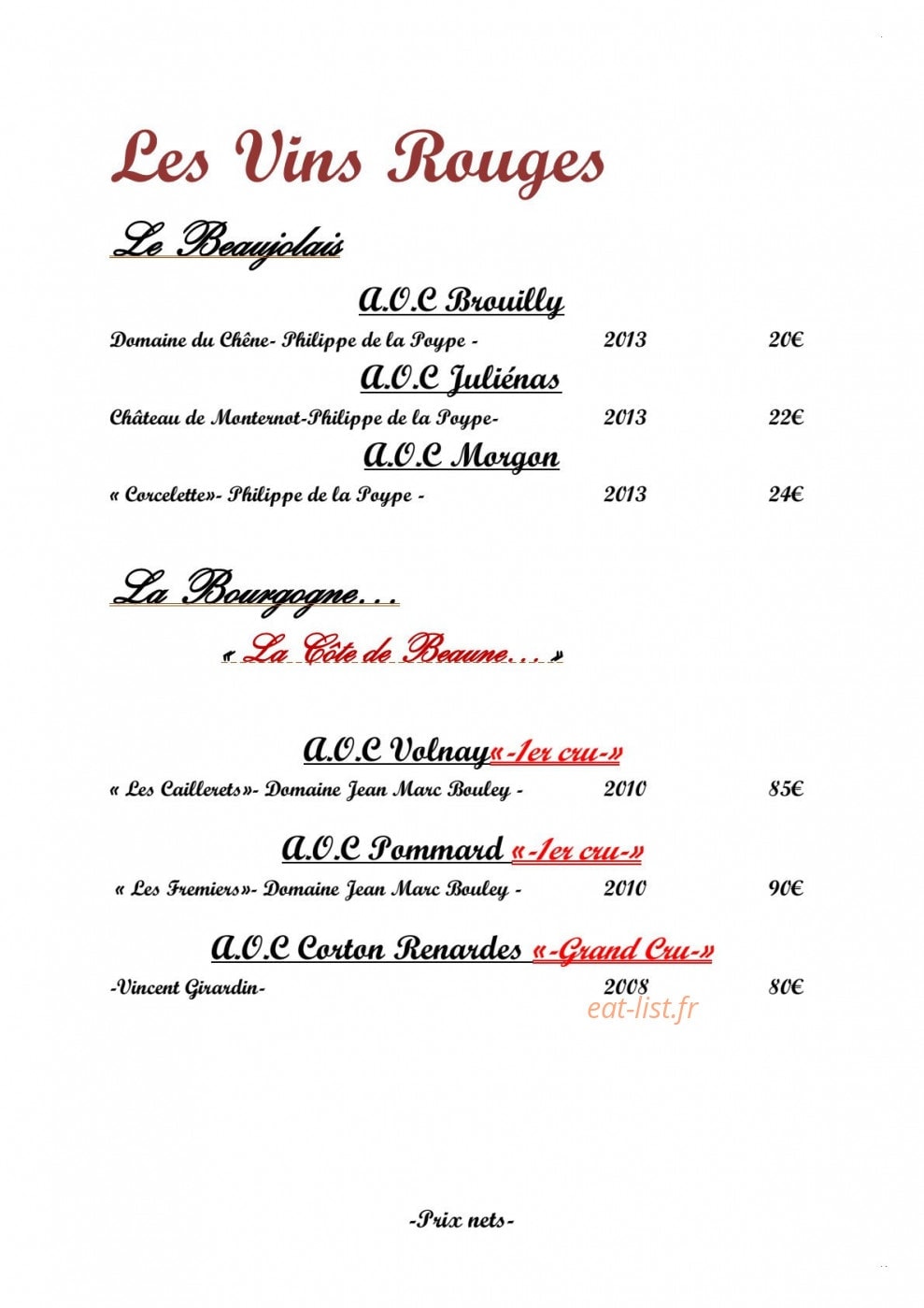 Fleur de Sel — carte page 14