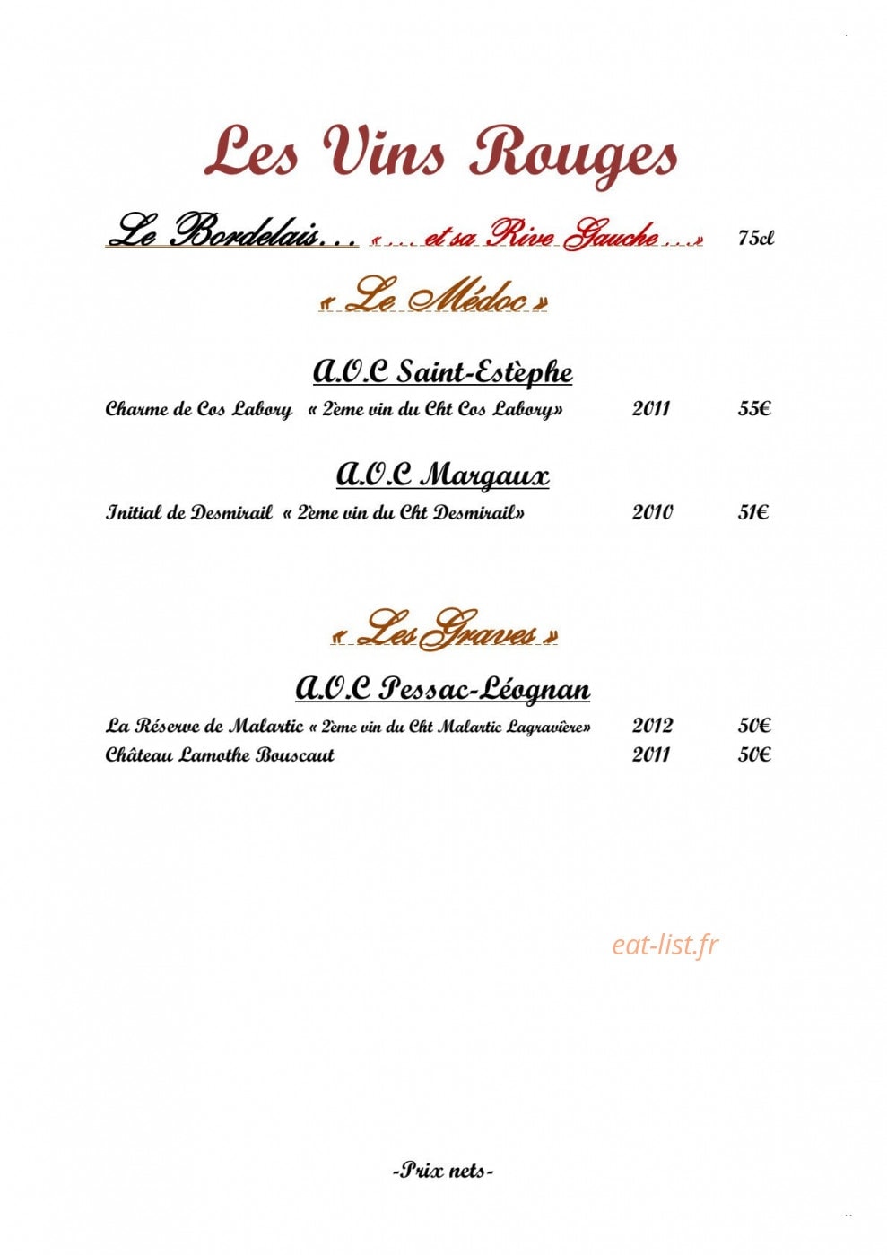 Fleur de Sel — carte page 10