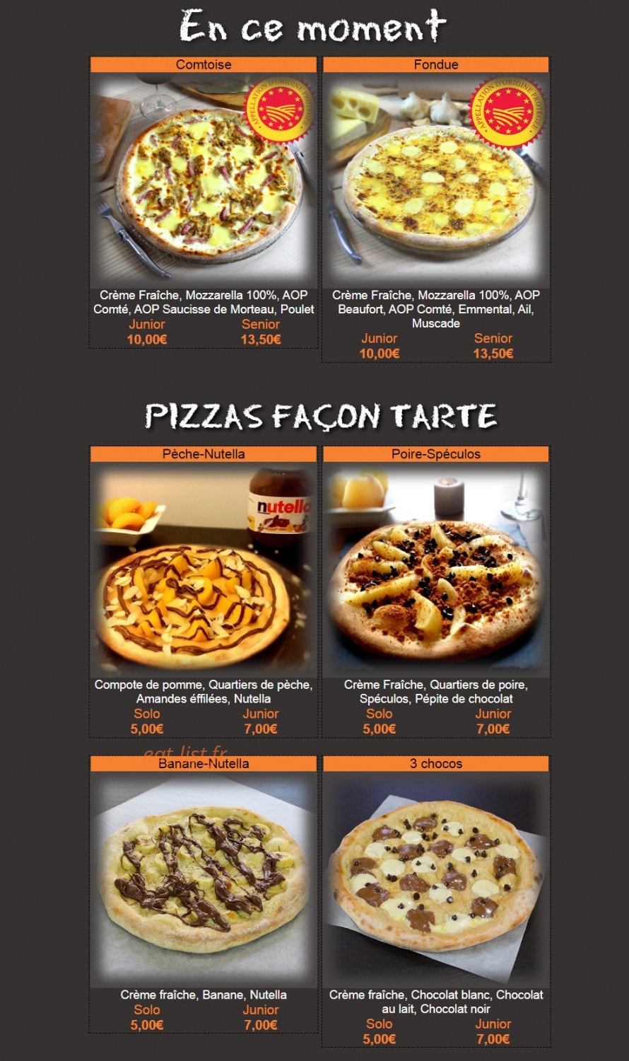 Hop'la Pizza — carte page 2