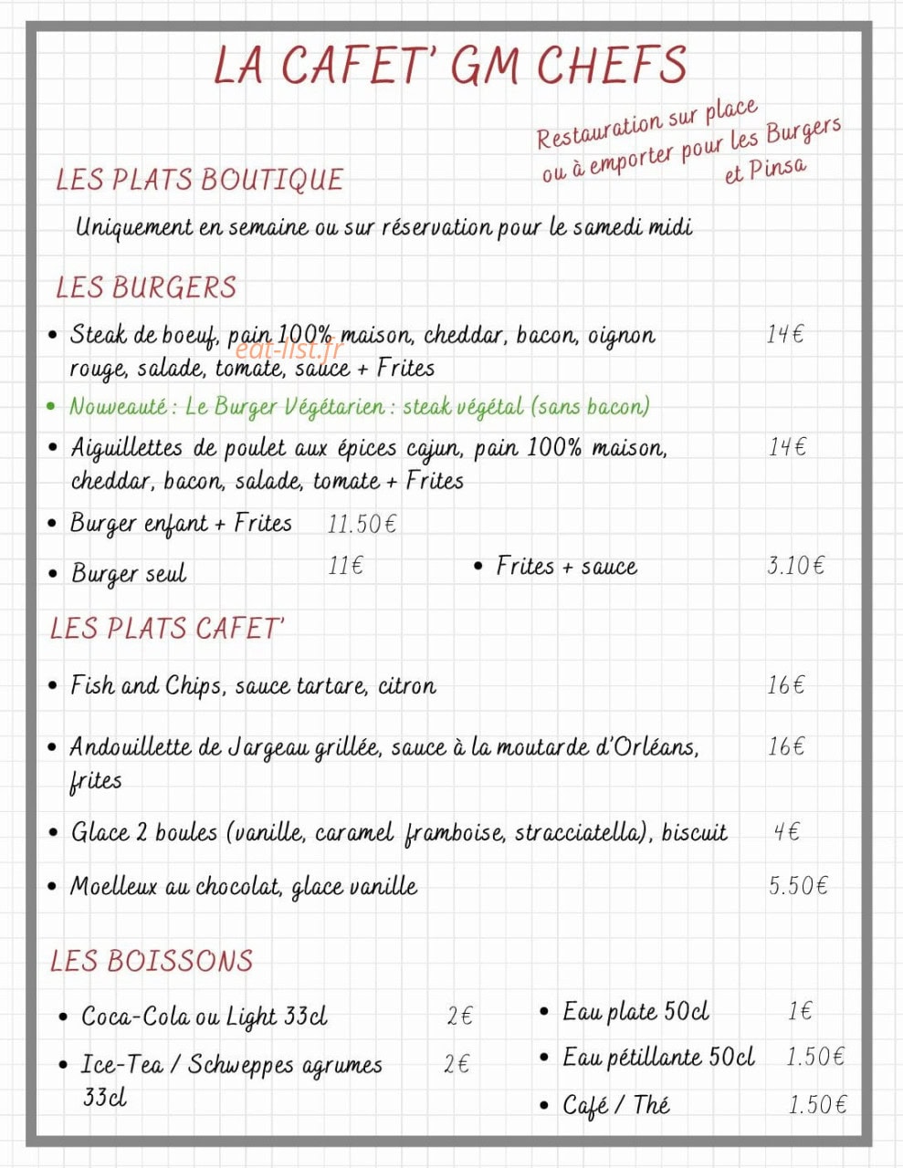Gm Chefs — carte page 1