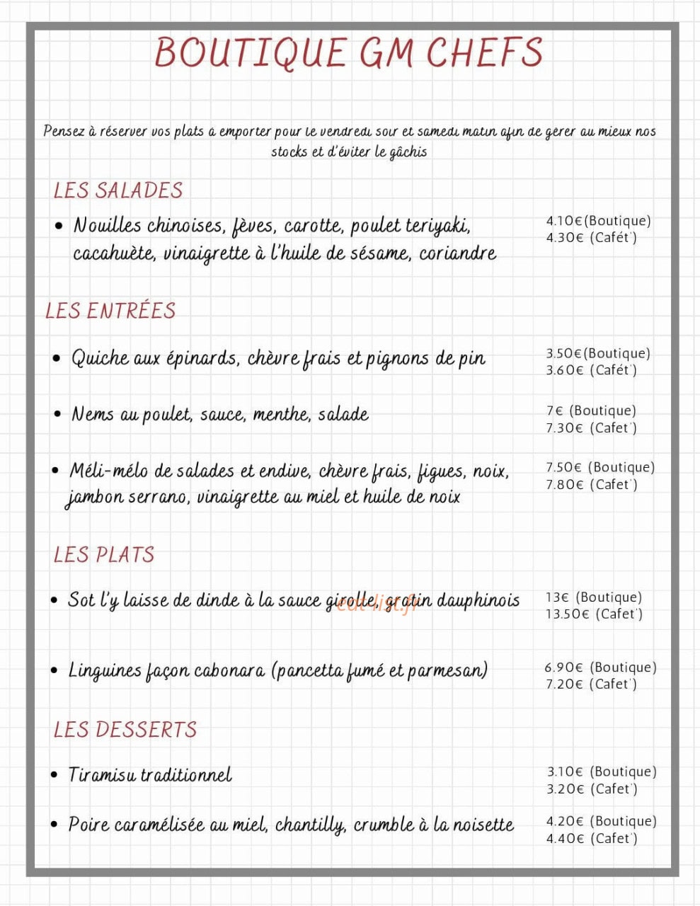 Gm Chefs — carte page 2