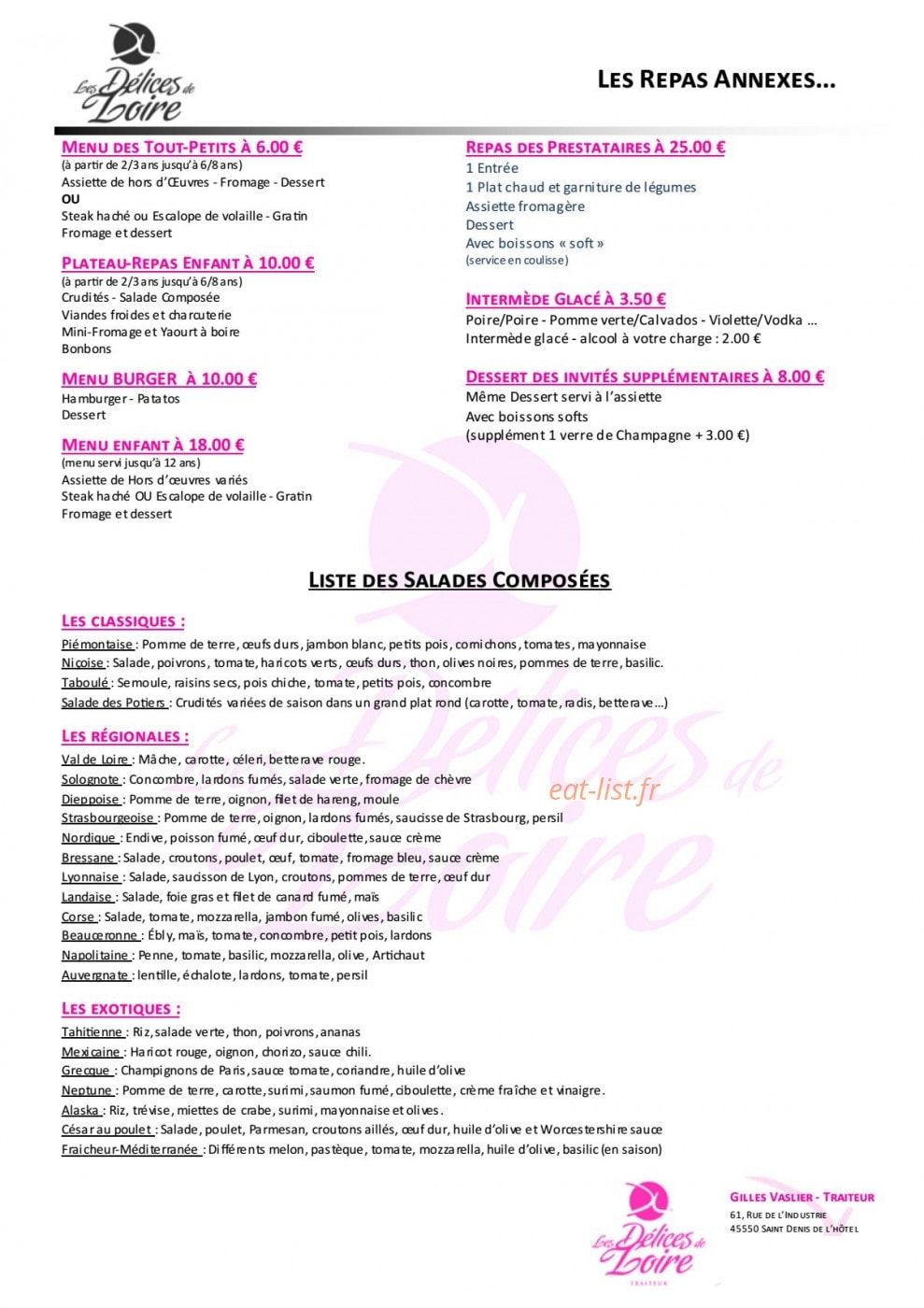 Aux Délices de Loire — carte page 11