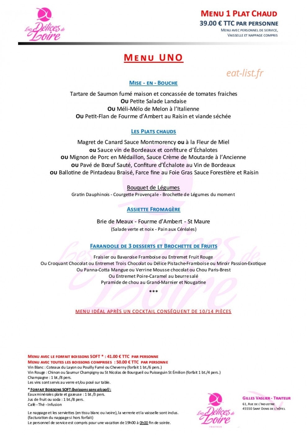 Aux Délices de Loire — carte page 4