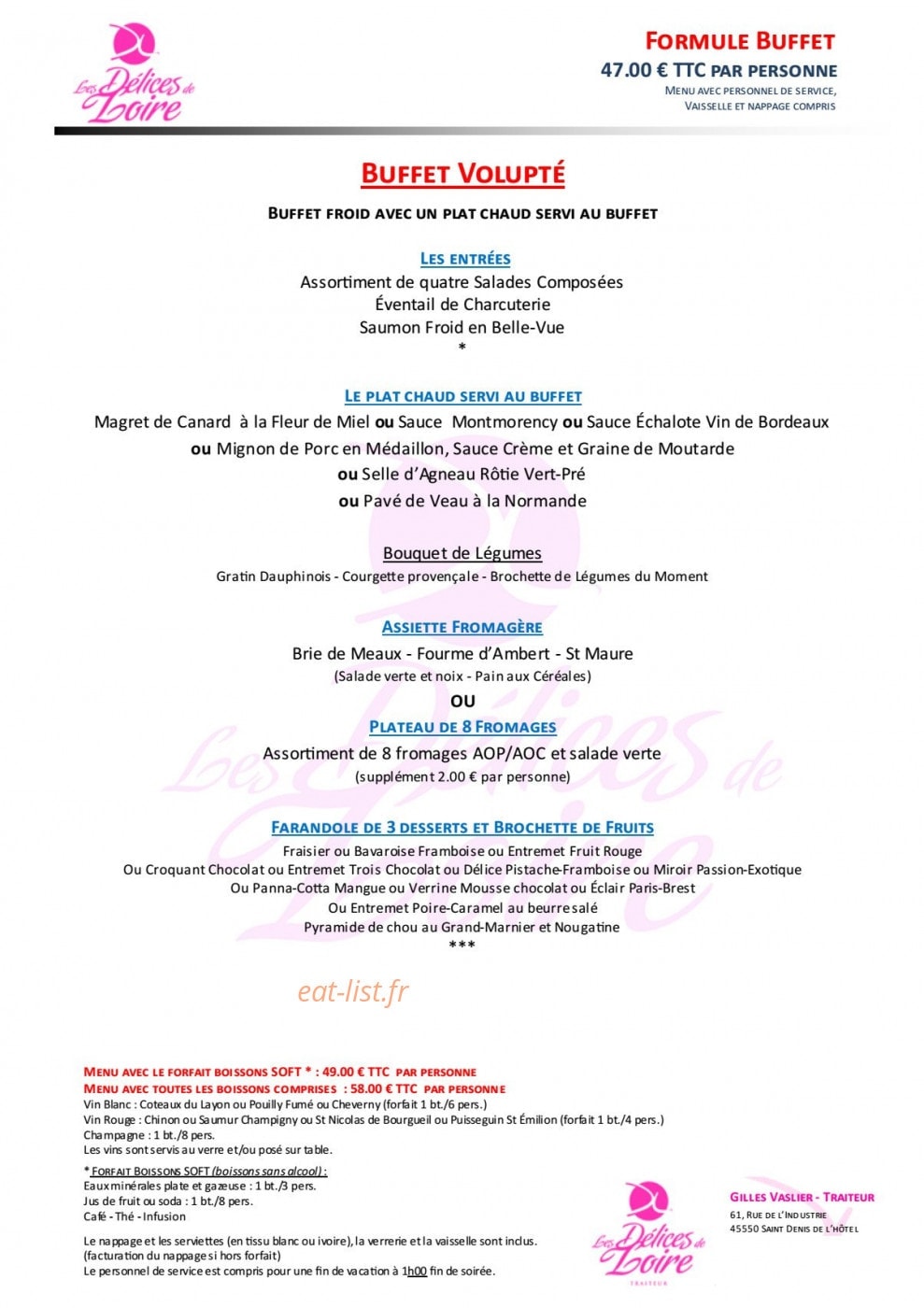Aux Délices de Loire — carte page 8