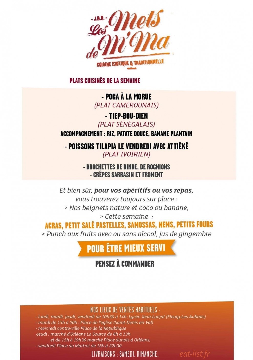JNB Les Mets de M'Ma — carte page 1