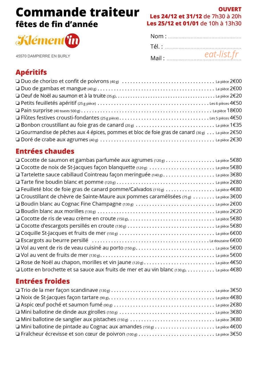 Klément'in — carte page 1