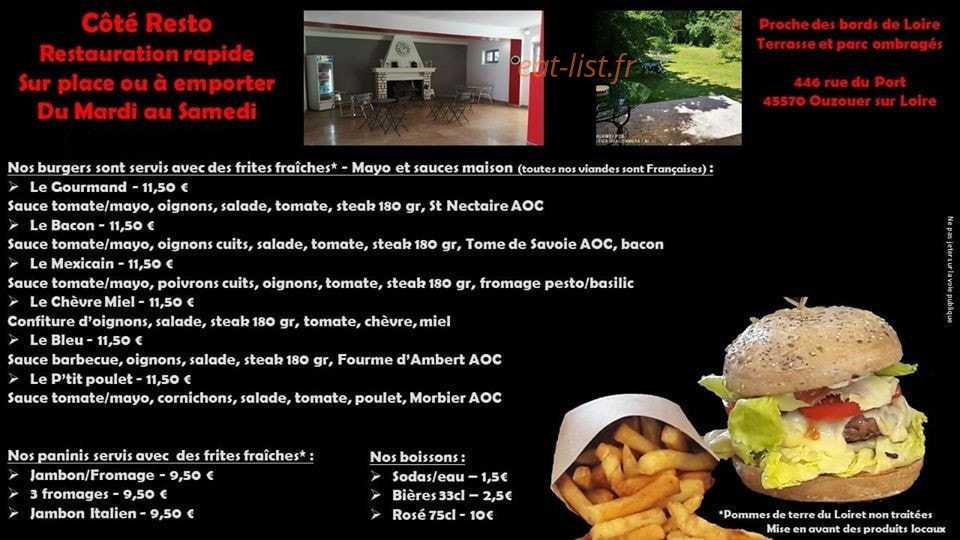 Coté resto — carte page 1