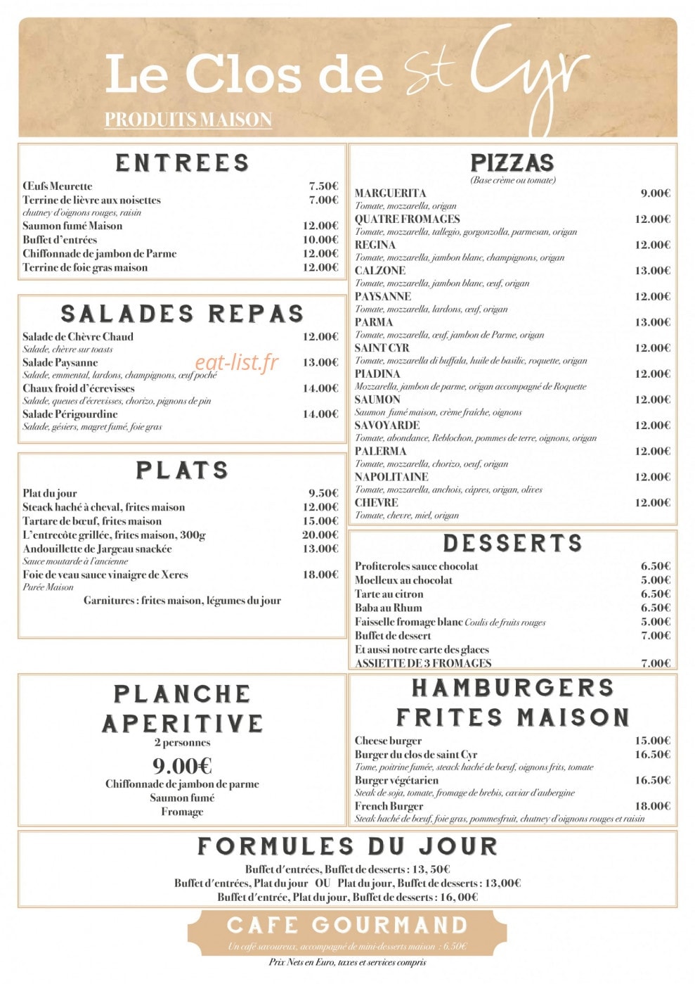 Le Clos de St Cyr — carte page 1