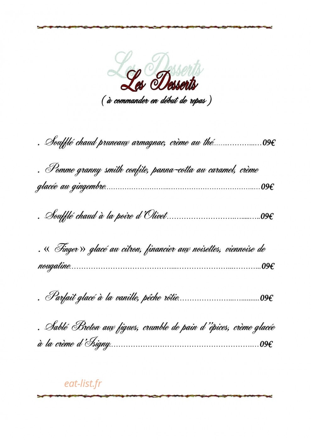Hostellerie du Grand Sully — carte page 3
