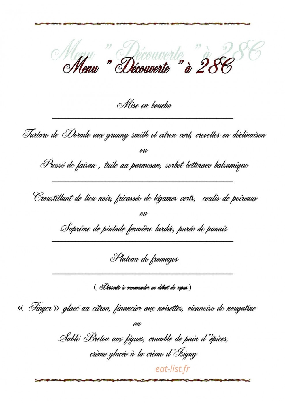 Hostellerie du Grand Sully — carte page 4