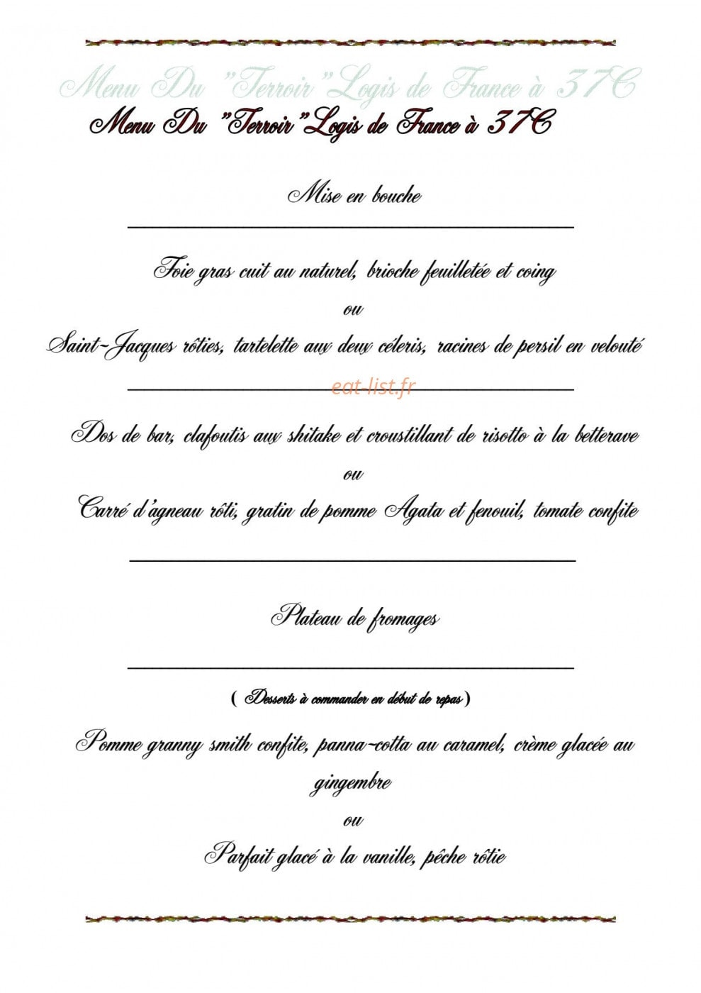 Hostellerie du Grand Sully — carte page 5