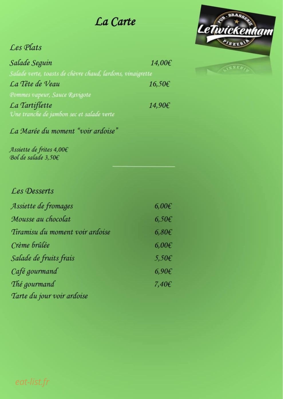 Le Twickenham — carte page 2