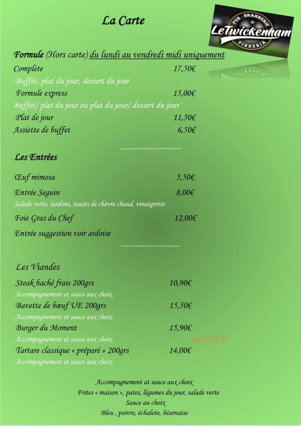 Le Twickenham — carte page 1