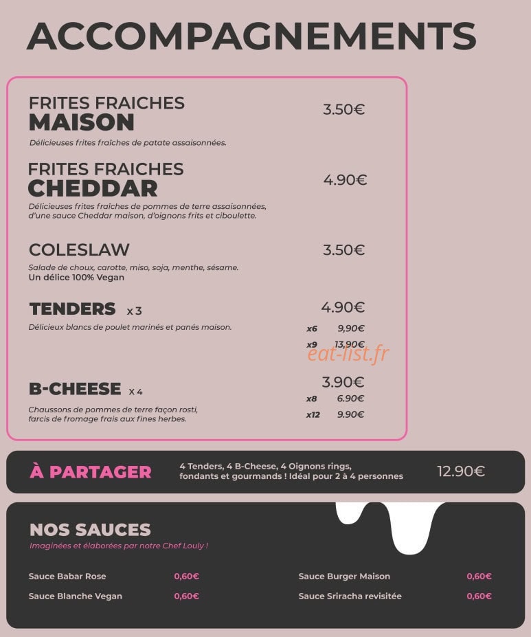 Babar Burger — carte page 2