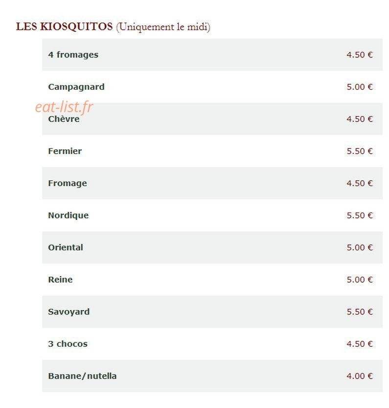 Le Kiosque à Pizzas — carte page 3
