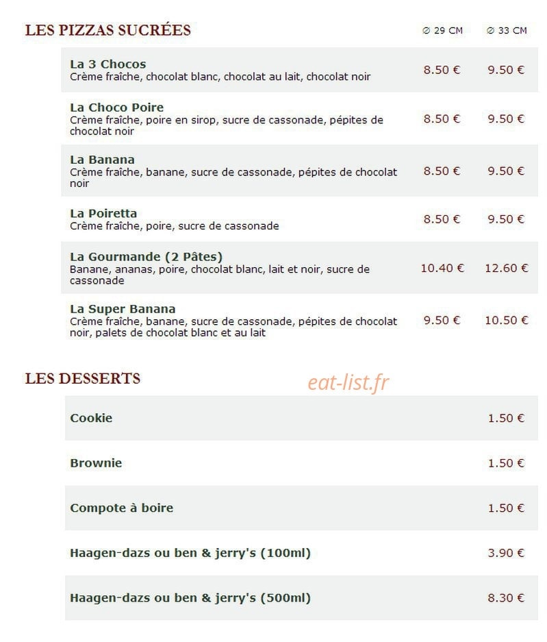 Le Kiosque à Pizzas — carte page 4