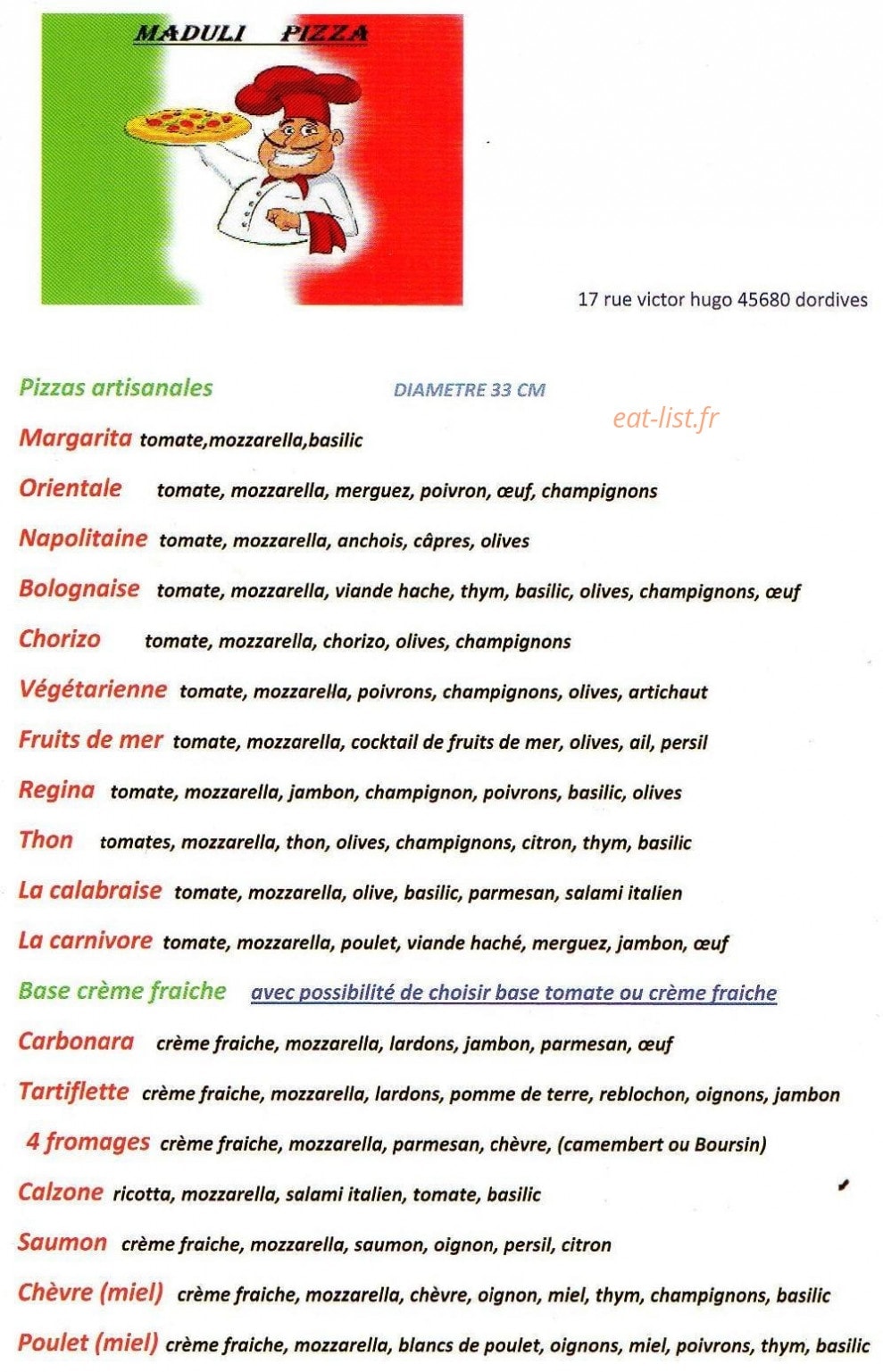 Maduli Pizza — carte page 2