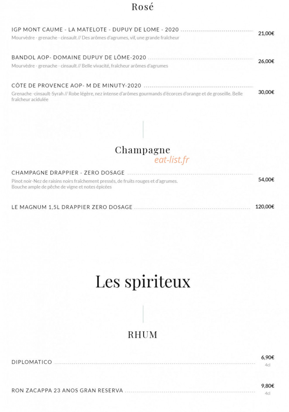 La cuizine — carte page 14