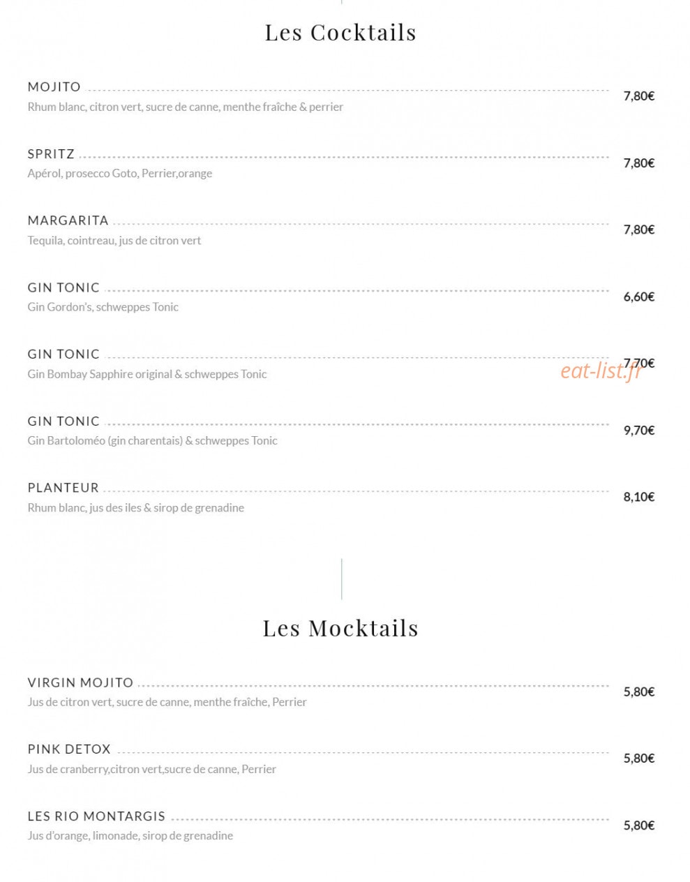 La cuizine — carte page 9