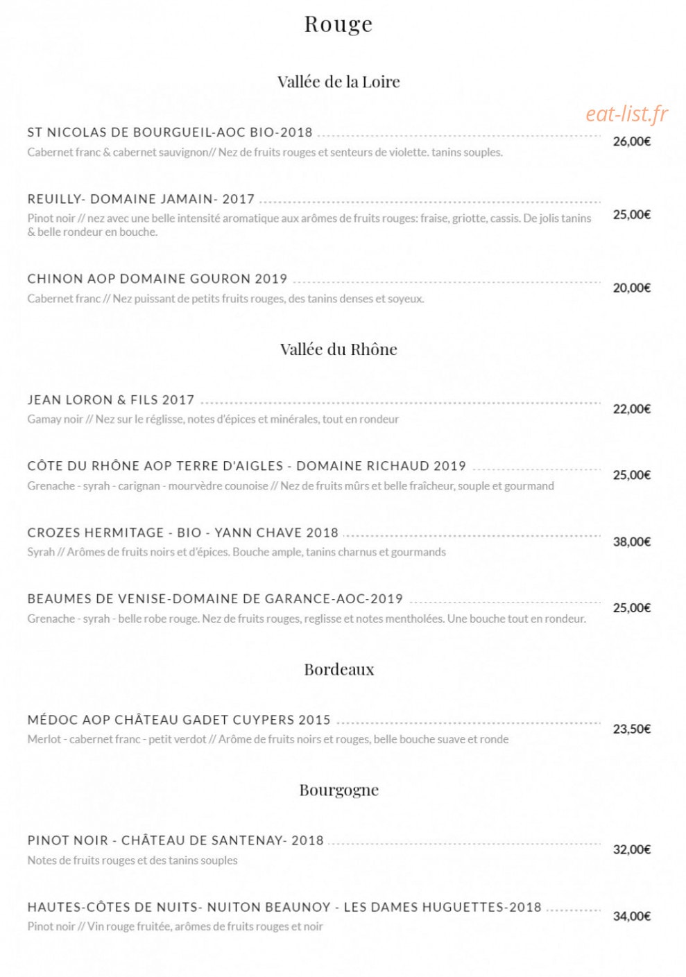 La cuizine — carte page 12