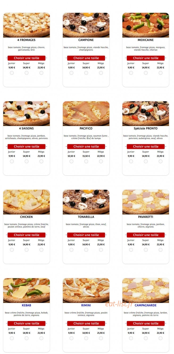 Pronto Pizza — carte page 2
