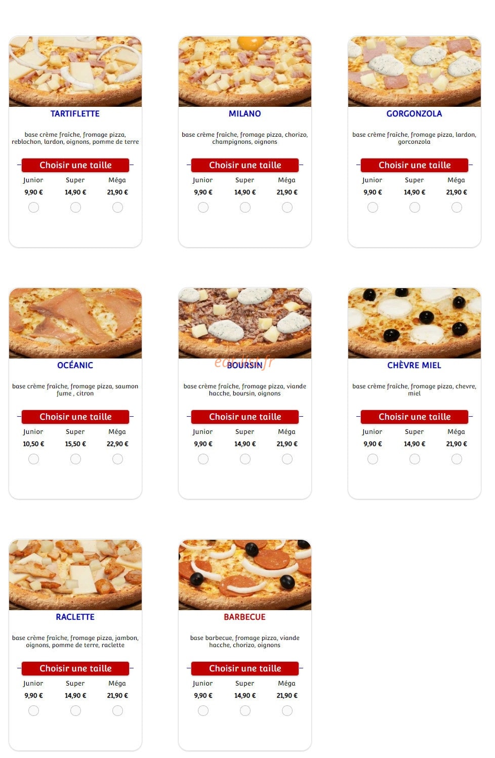 Pronto Pizza — carte page 3