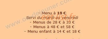 Restaurant du Grand Saint Benoit — carte page 1