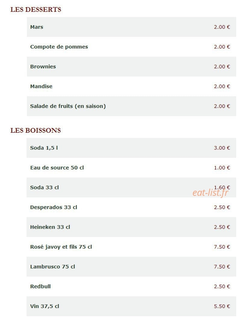 Le Kiosque à Pizzas — carte page 4
