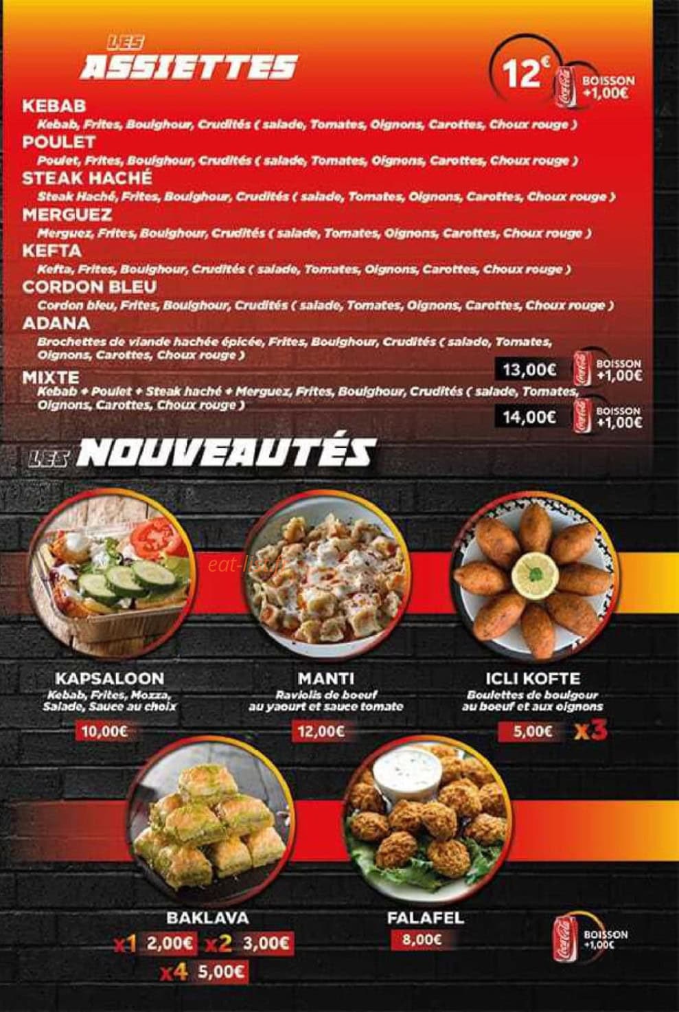 Snack de Boigny — carte page 1
