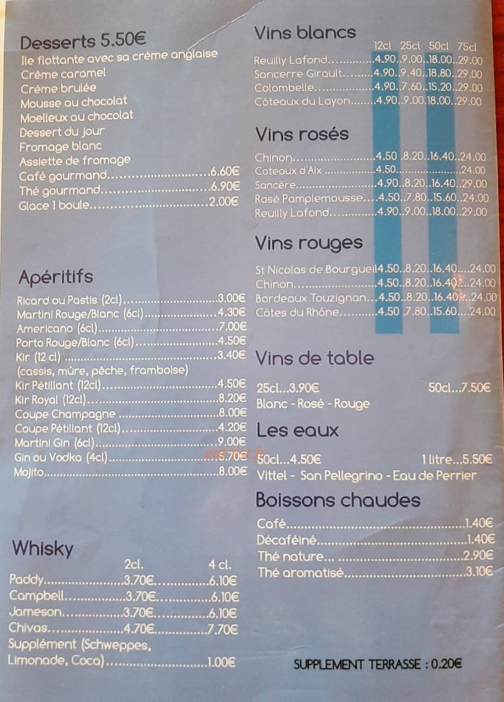 Au comptoir — carte page 2