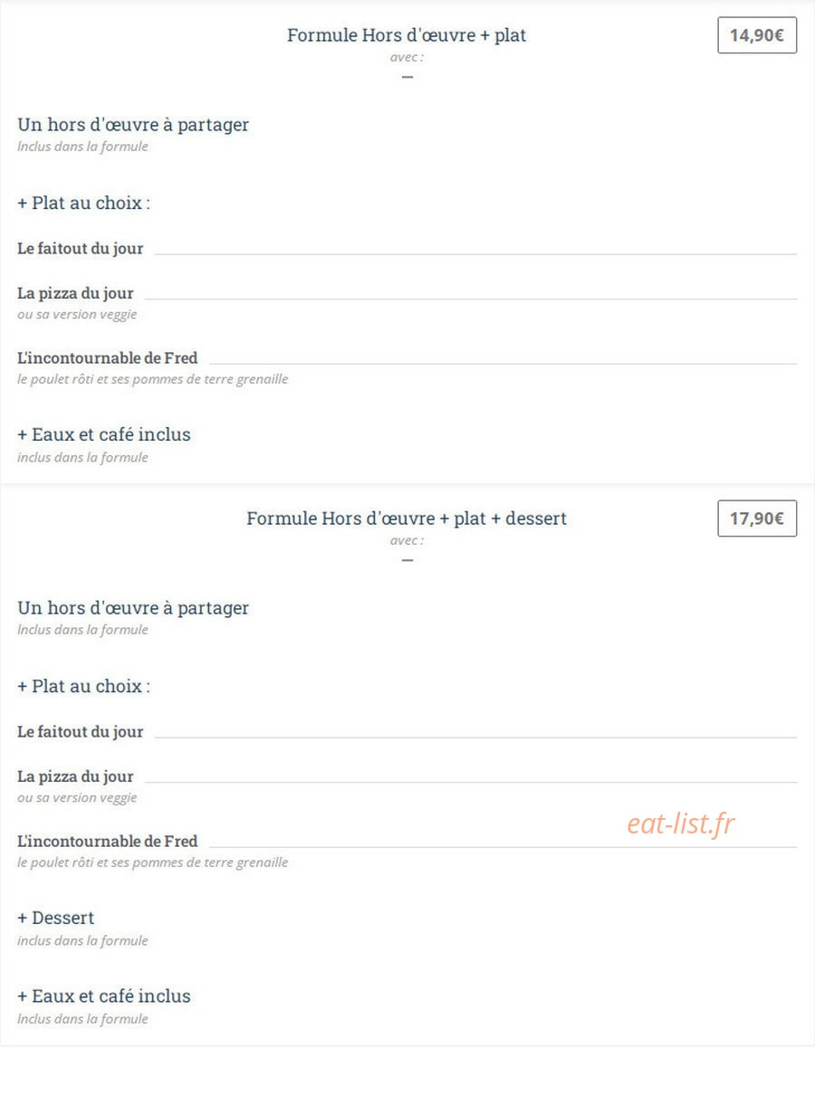 La Cantine De Fred - Saran — carte page 1