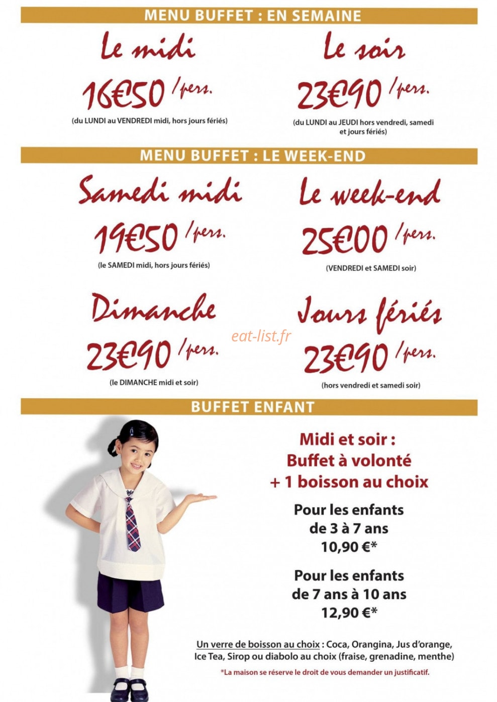 Royal Buffet — carte page 2