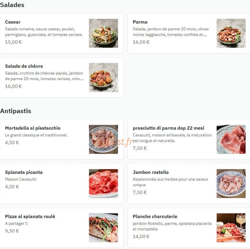 Trattoria di Papa — carte page 1