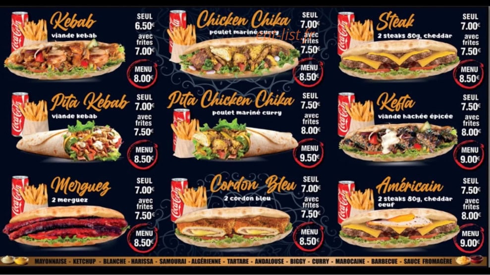 Régal food — carte page 1