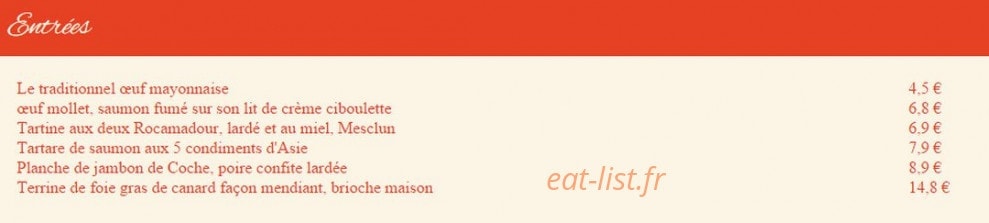Bistro de Lisa — carte page 1