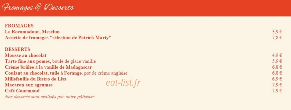 Bistro de Lisa — carte page 5
