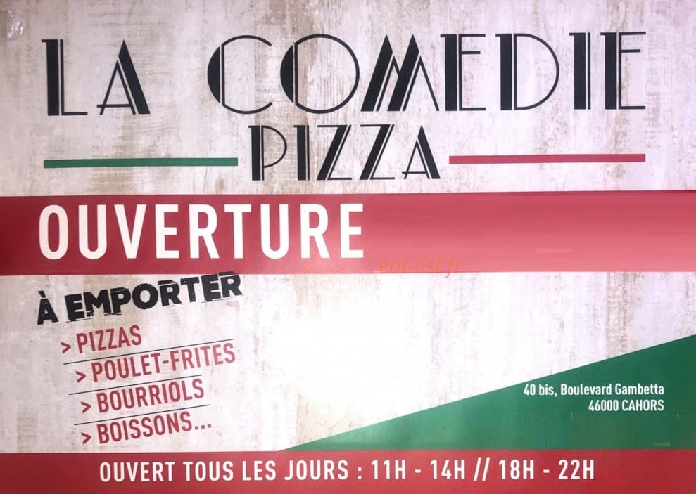 La Comédie Pizza — carte page 1