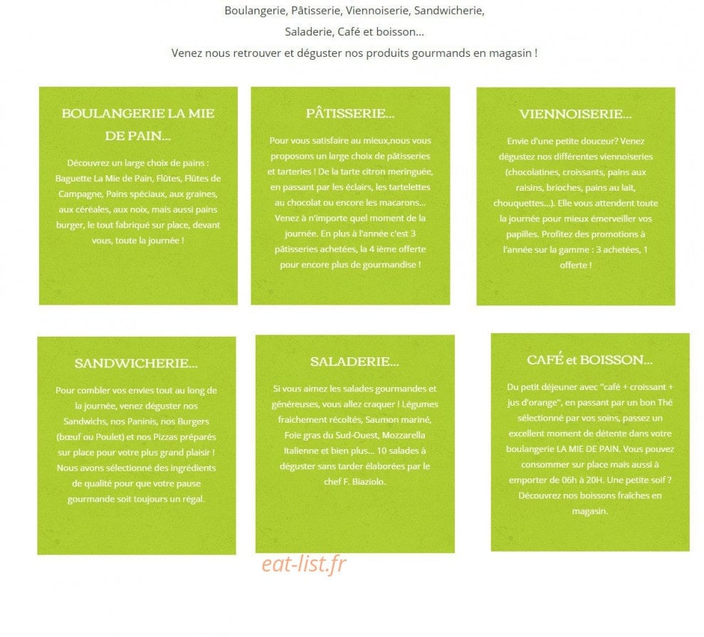La Mie de Pain — carte page 1