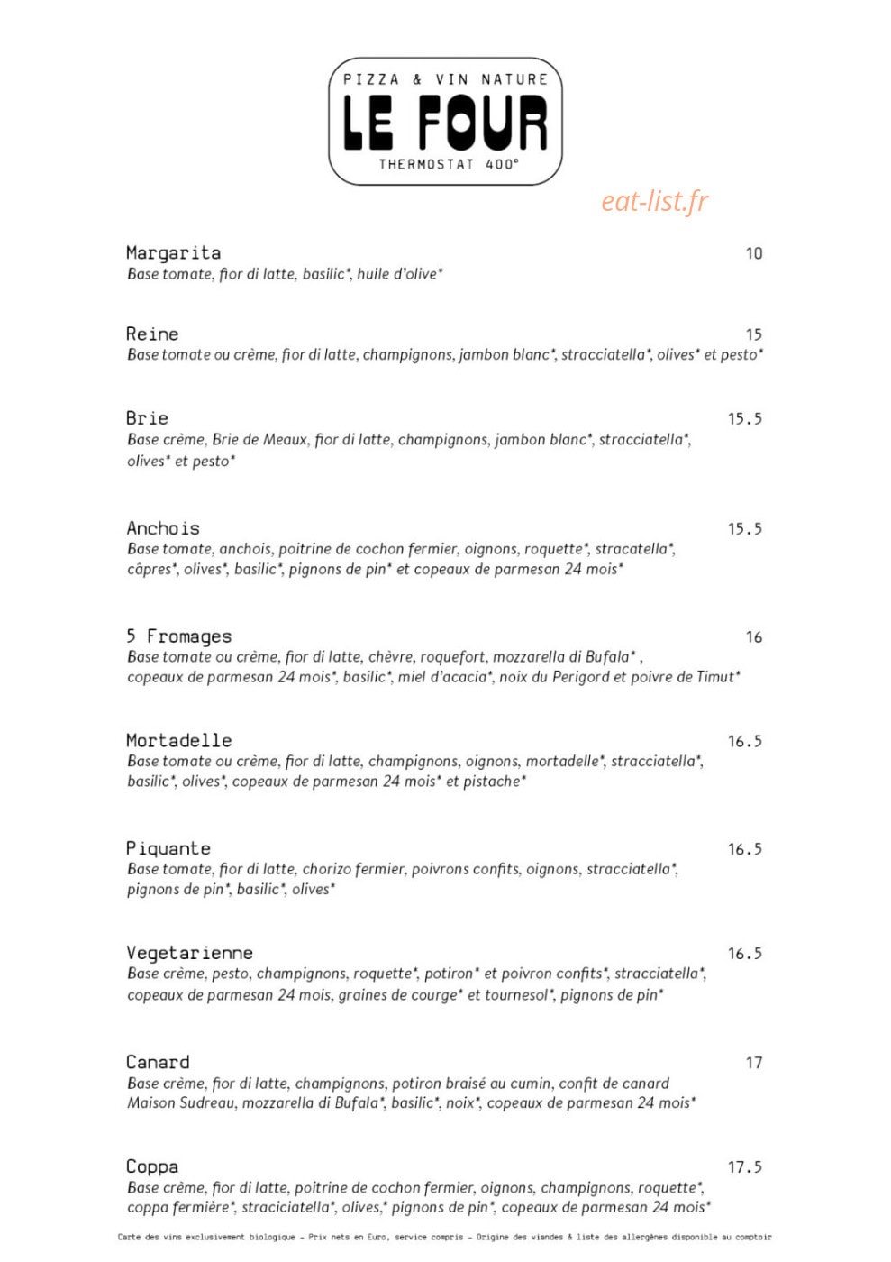 Le four — carte page 1