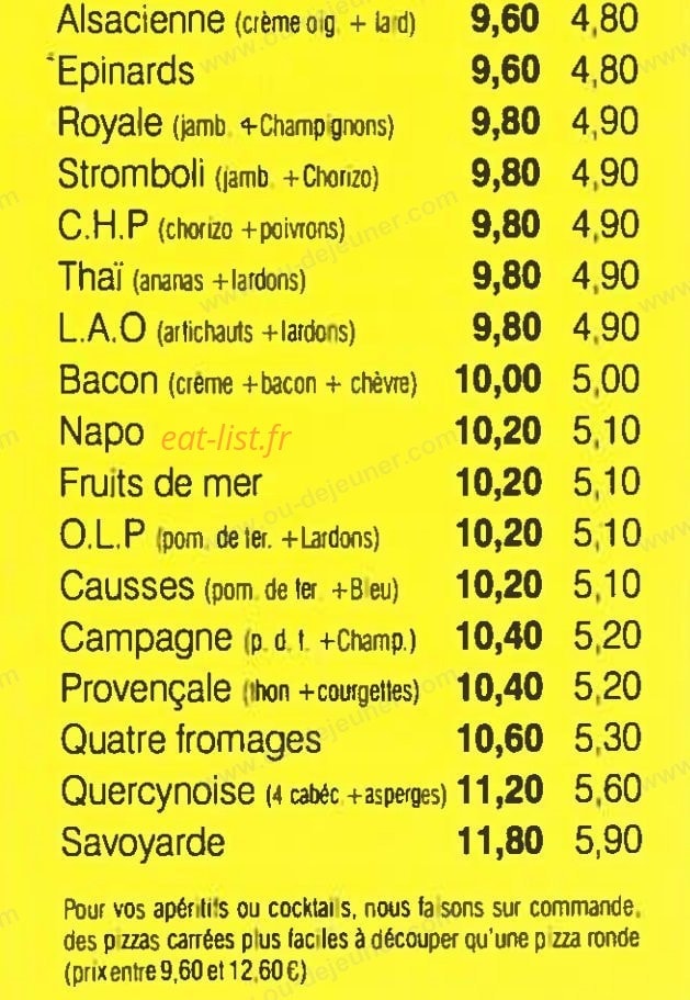 Les Pizzas du Camion Jaune — carte page 2