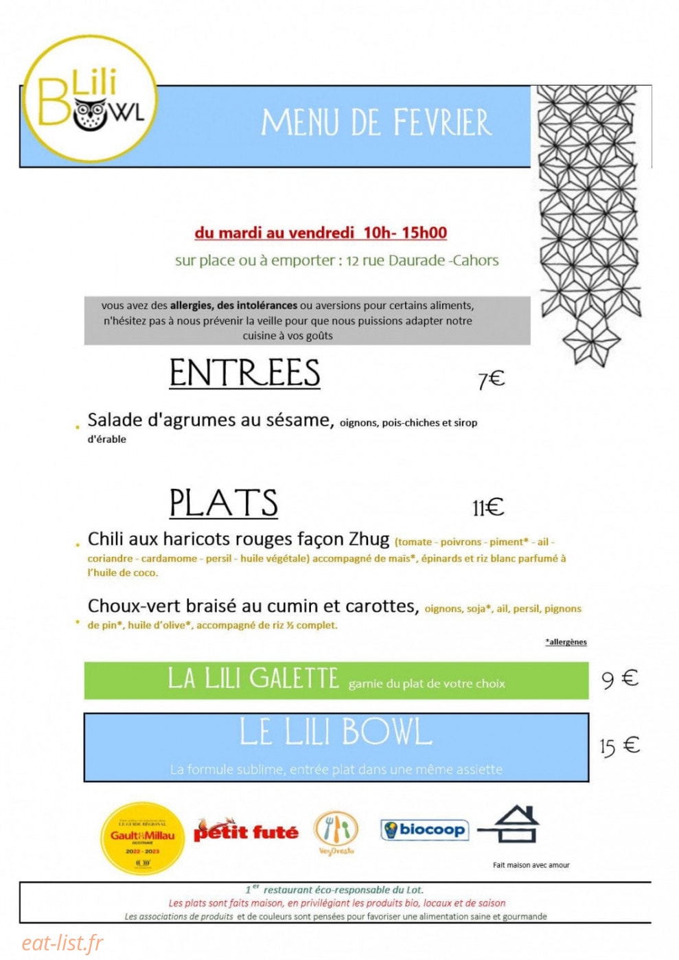 Lili Bowl — carte page 1
